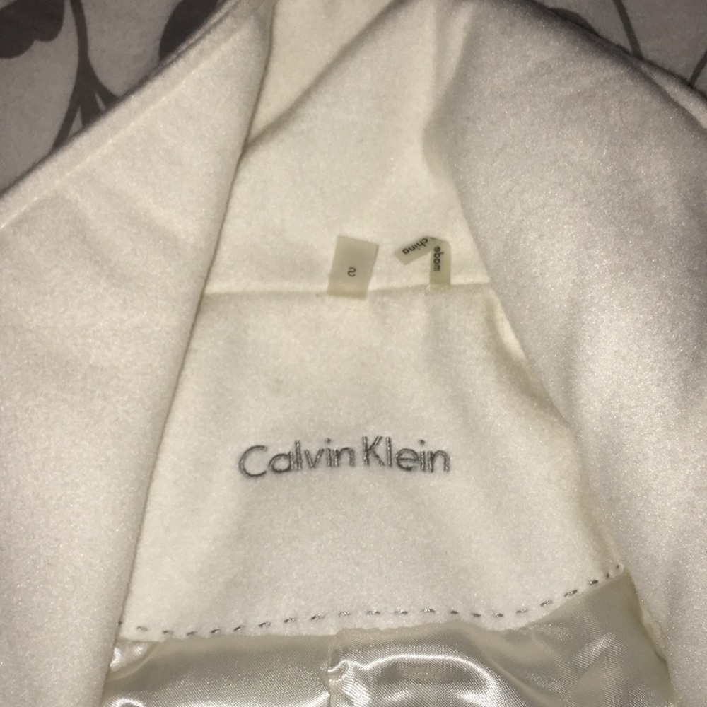 White Calvin Klein faux wool pea coat, size small - Picture 2 of 2